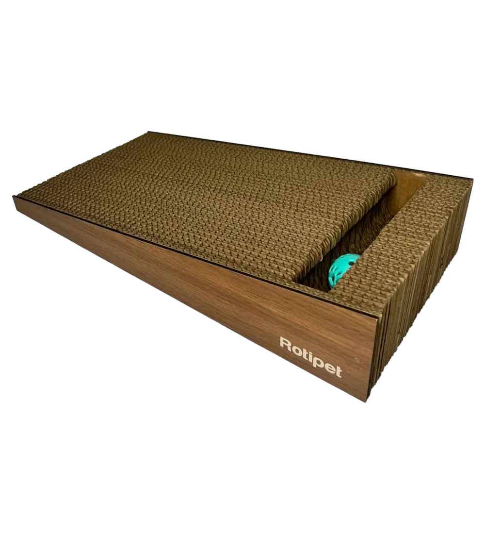 Kratzbrett mit Spielkugel in Dunkles Holz